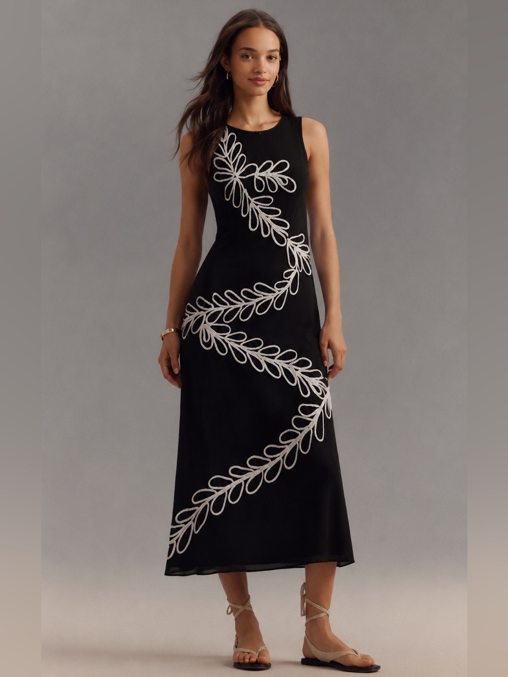 NWT Marina Embroidered Beaded A Line Dress Sizes  M, L, XL